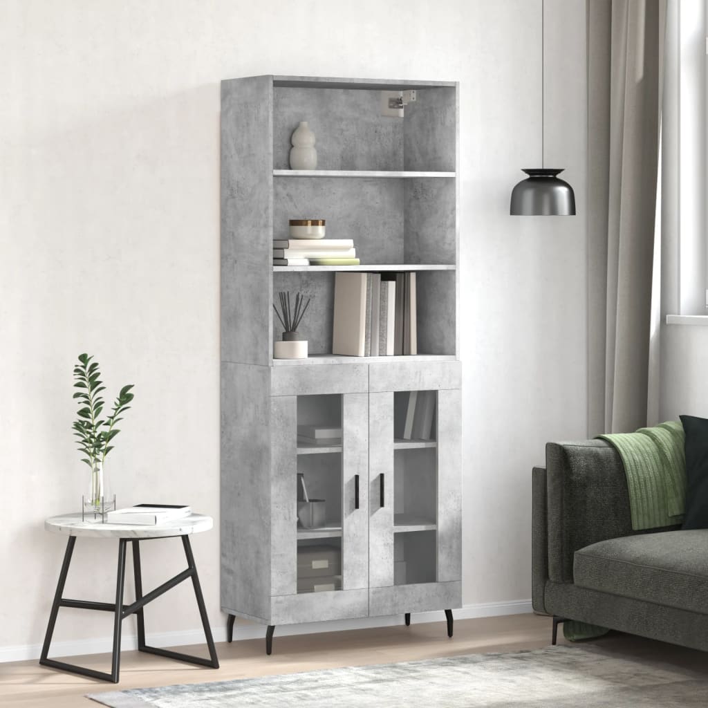 højskab 69,5x34x180 cm konstrueret træ betongrå
