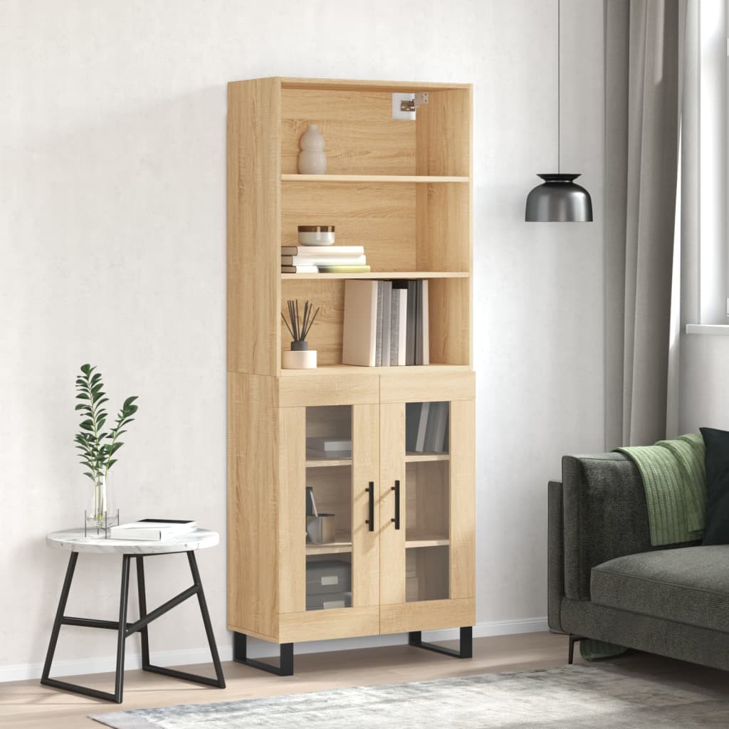 højskab 69,5x34x180 cm konstrueret træ sonoma-eg