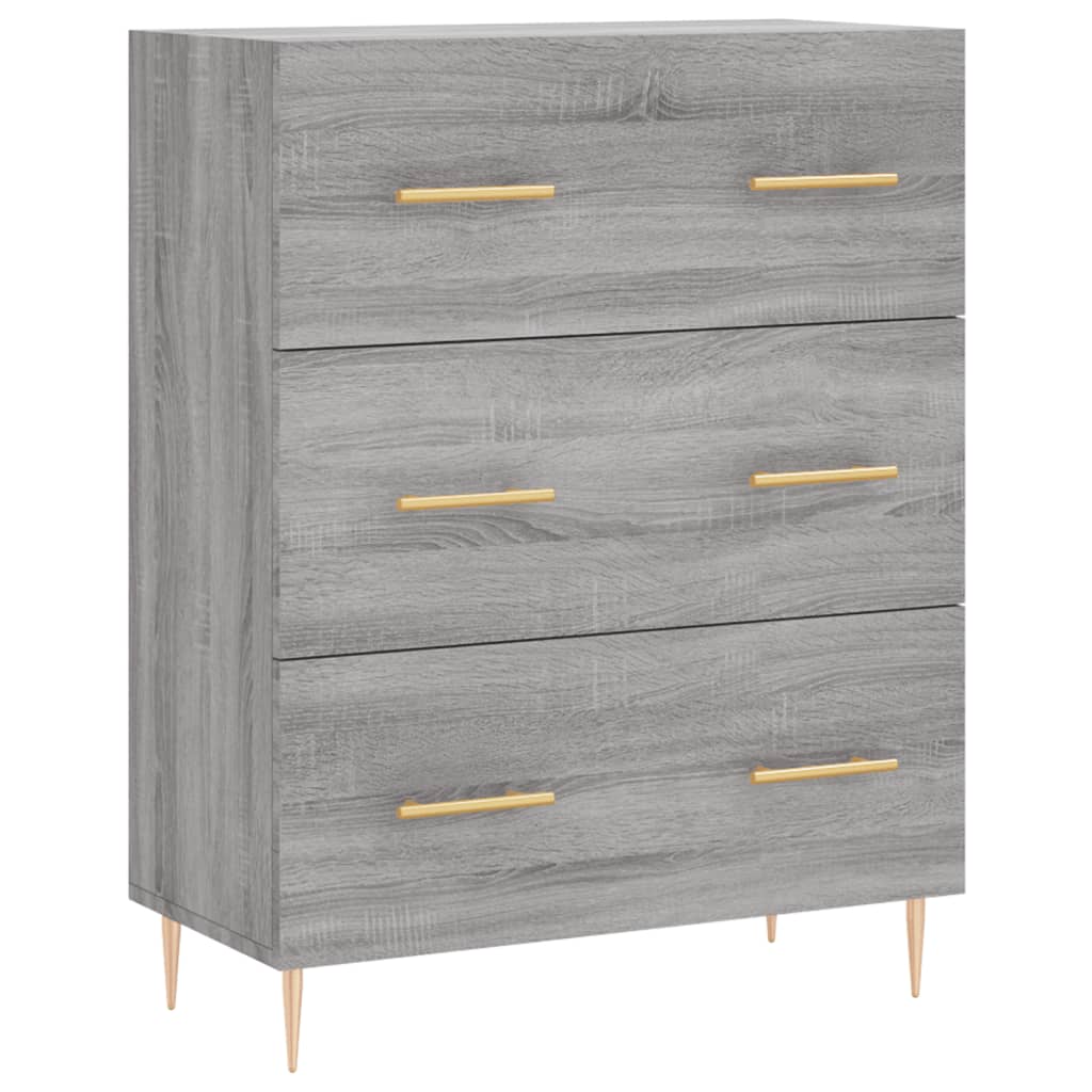 højskab 69,5x34x180 cm konstrueret træ grå sonoma-eg