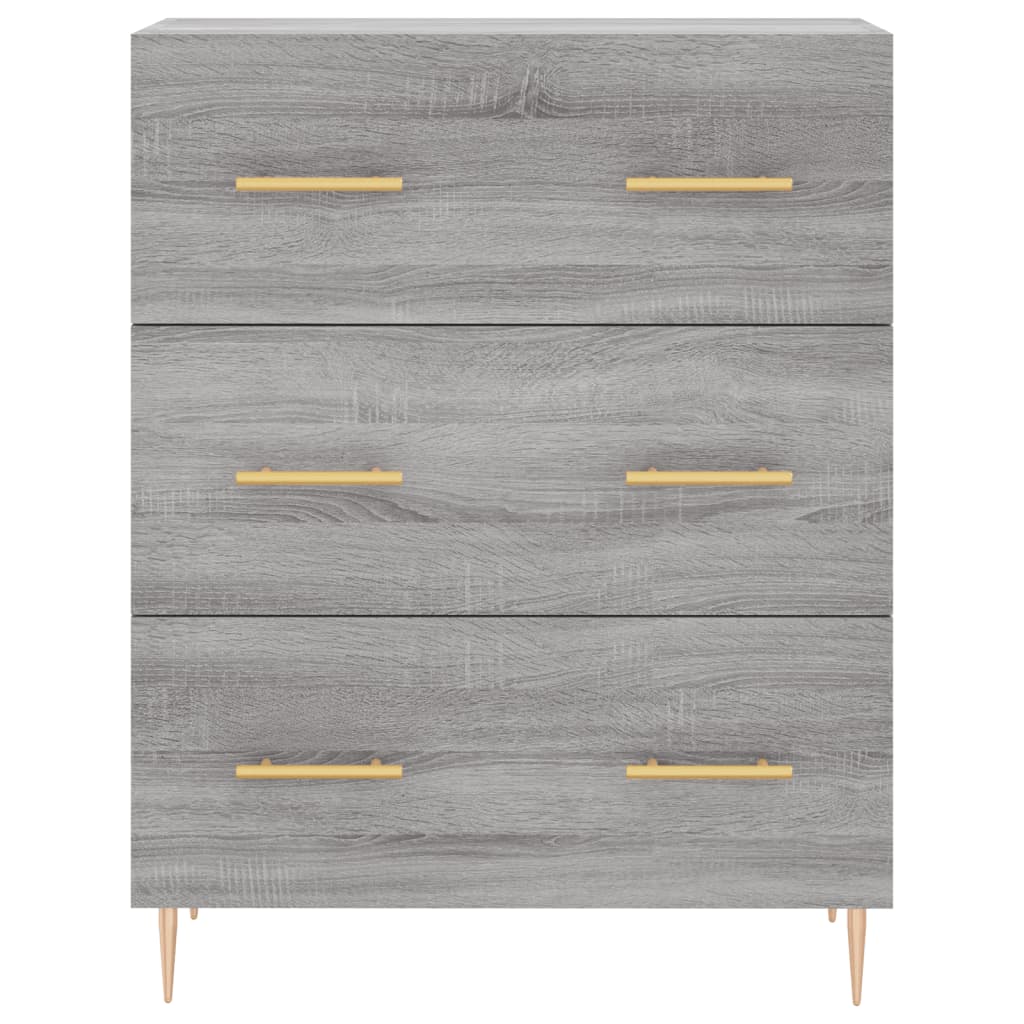højskab 69,5x34x180 cm konstrueret træ grå sonoma-eg