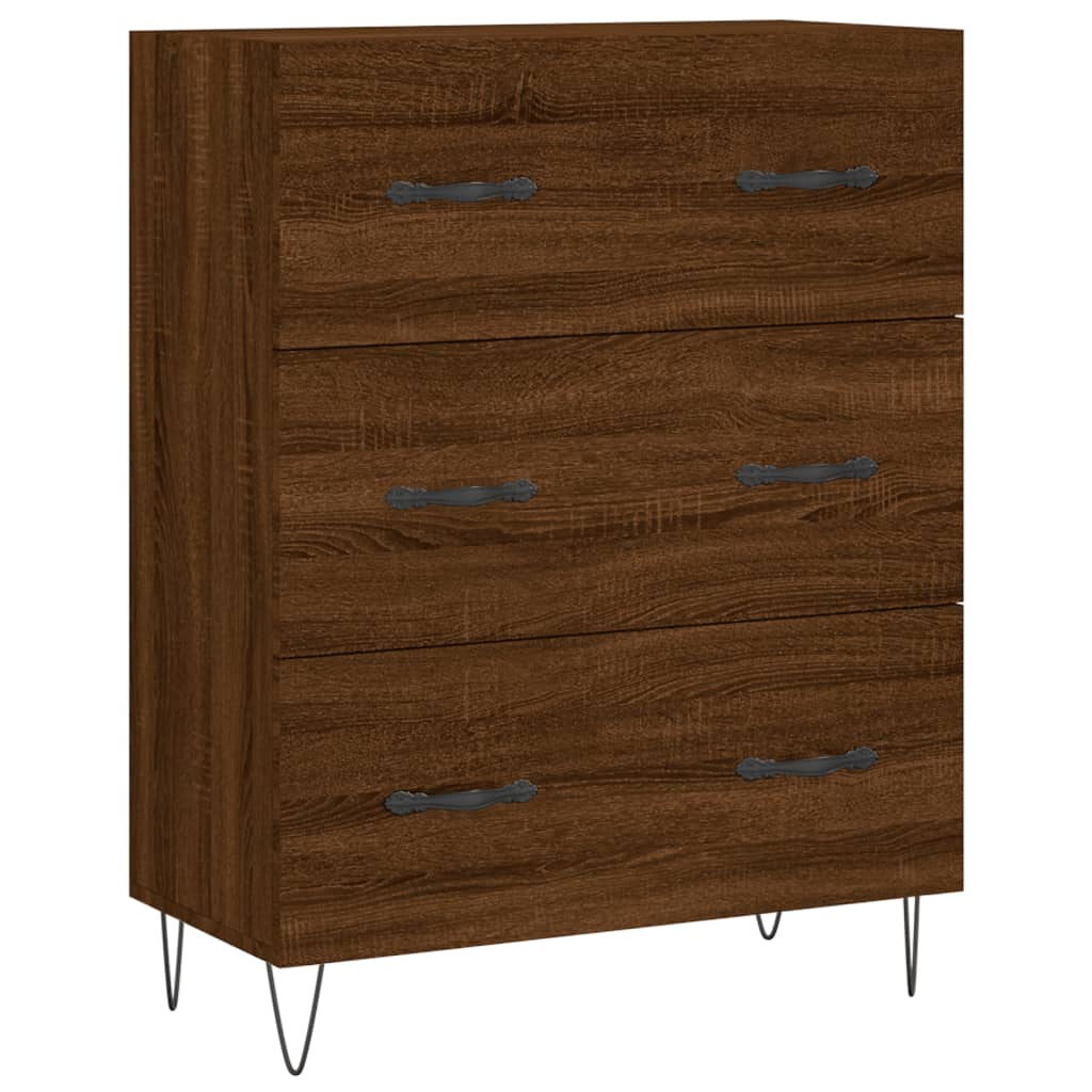 højskab 69,5x34x180 cm konstrueret træ brun egetræsfarve