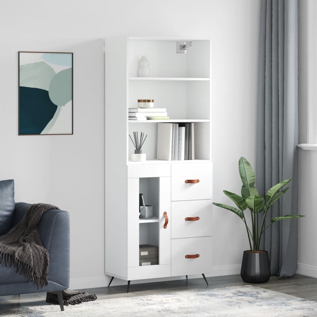 højskab 69,5x34x180 cm konstrueret træ hvid