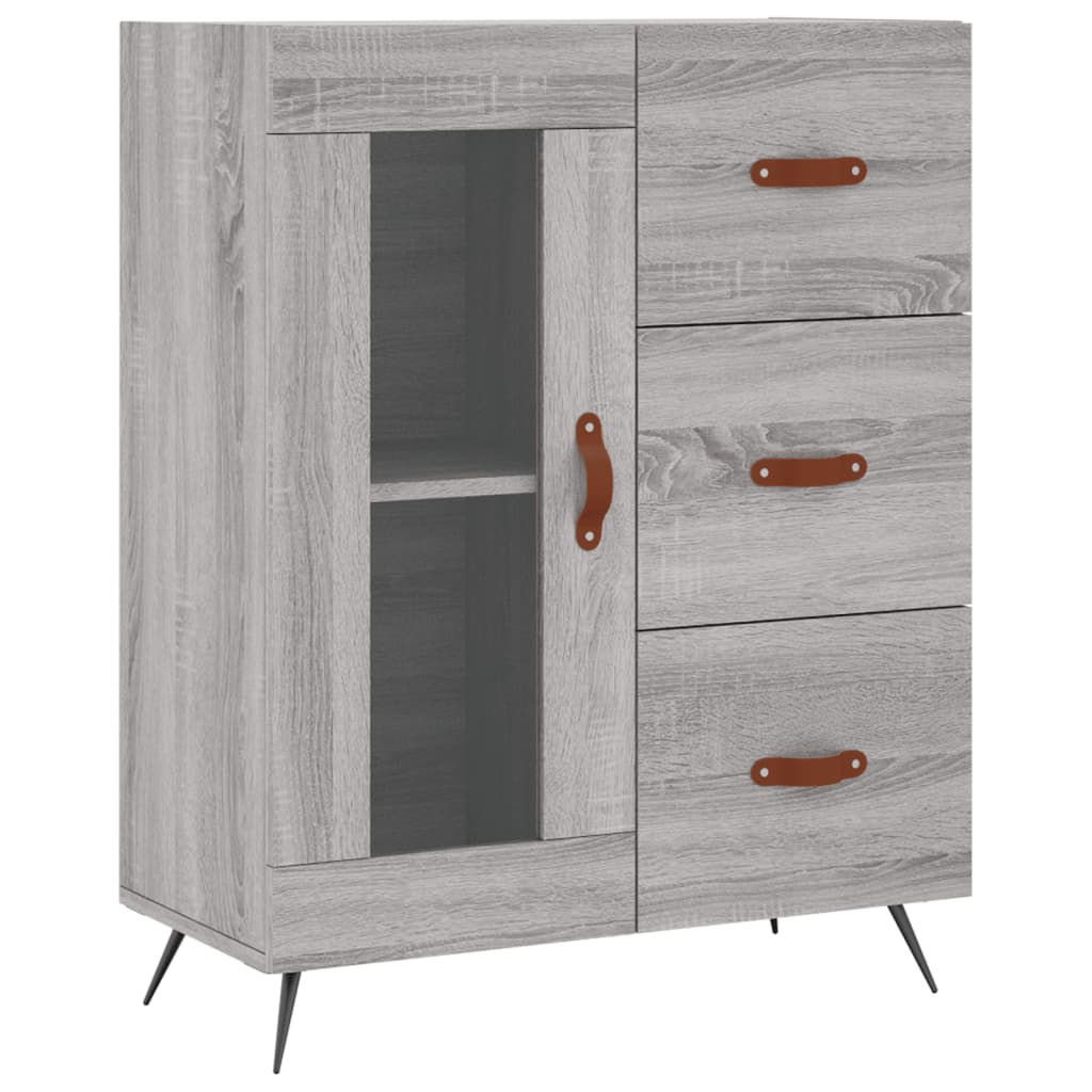 højskab 69,5x34x180 cm konstrueret træ grå sonoma-eg