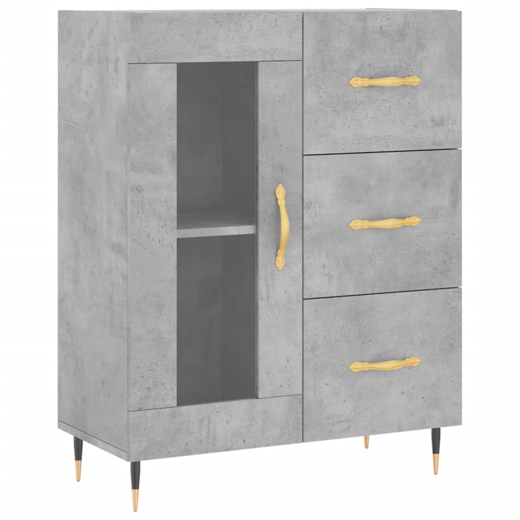 højskab 69,5x34x180 cm konstrueret træ betongrå