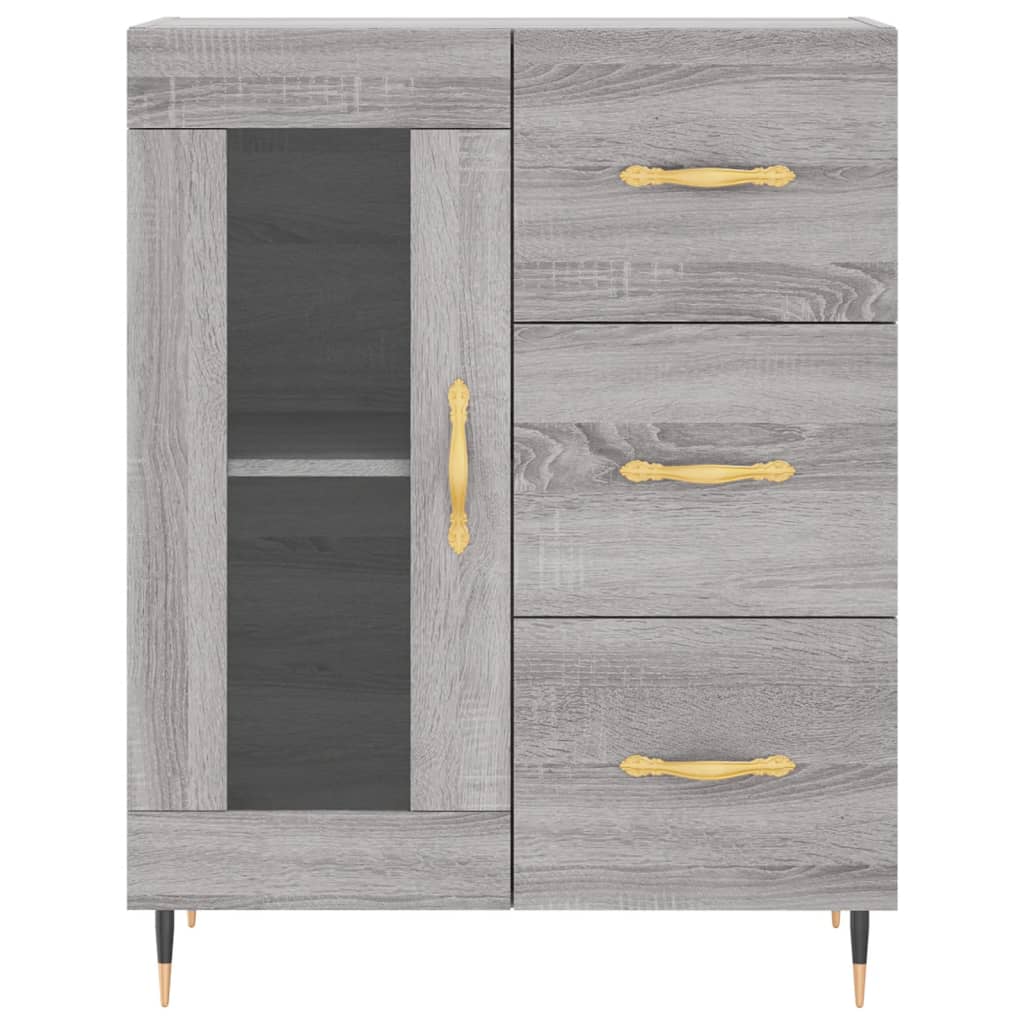 højskab 69,5x34x180 cm konstrueret træ grå sonoma-eg