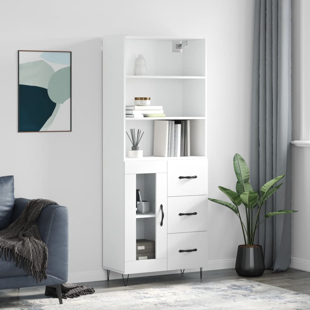 højskab 69,5x34x180 cm konstrueret træ hvid