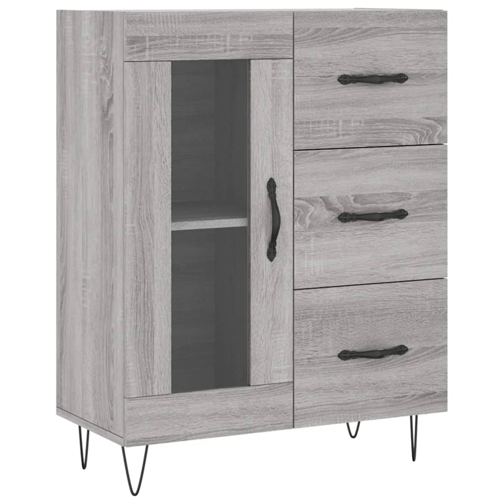 højskab 69,5x34x180 cm konstrueret træ grå sonoma-eg