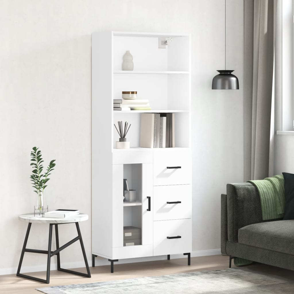 højskab 69,5x34x180 cm konstrueret træ hvid