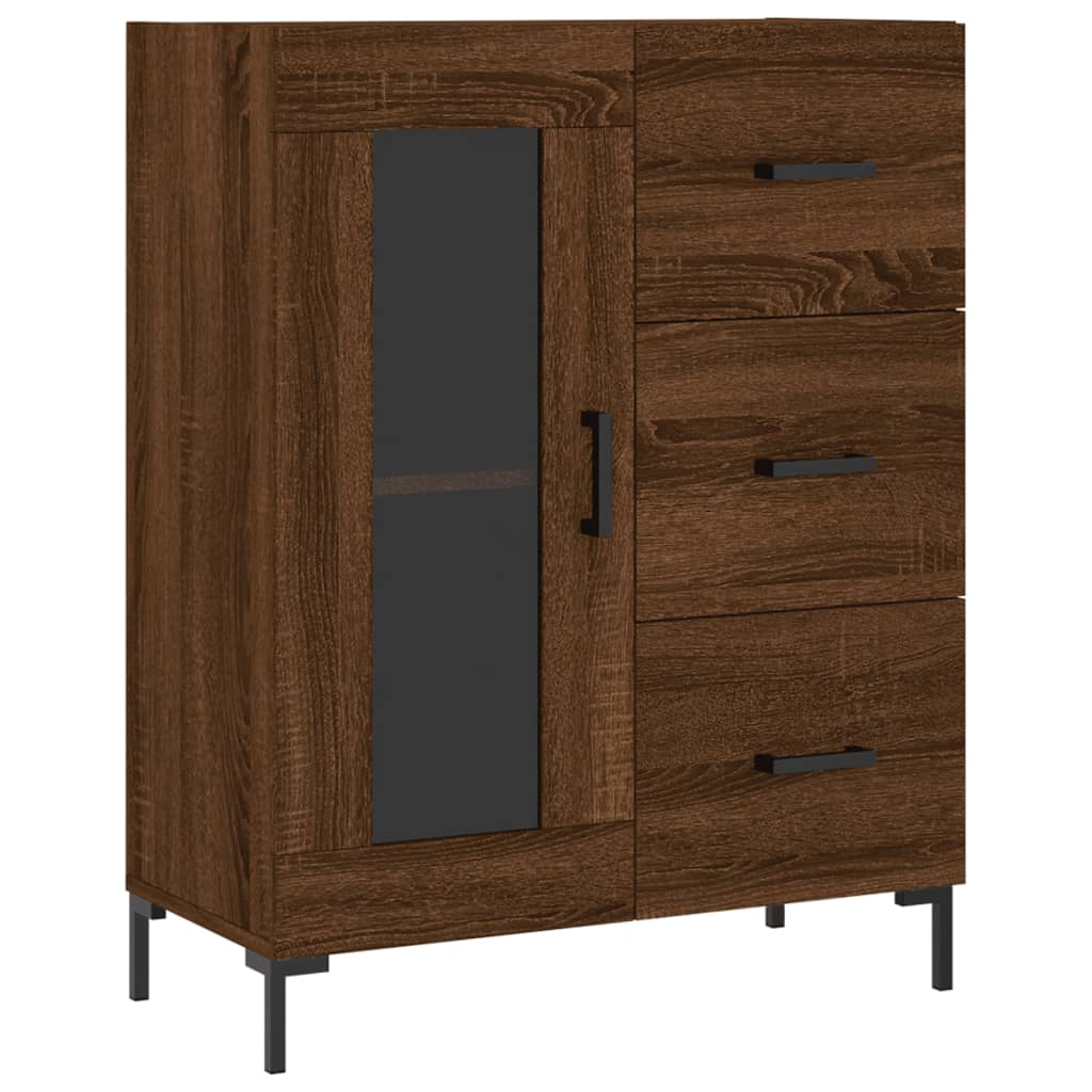højskab 69,5x34x180 cm konstrueret træ brun egetræsfarve