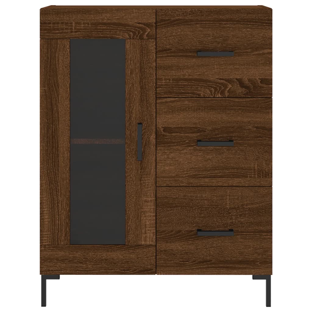 højskab 69,5x34x180 cm konstrueret træ brun egetræsfarve