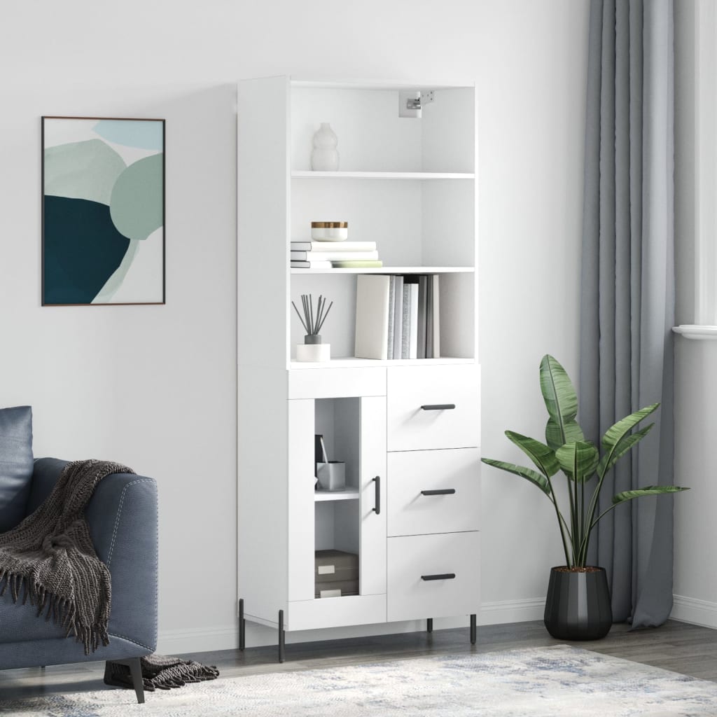 højskab 69,5x34x180 cm konstrueret træ hvid