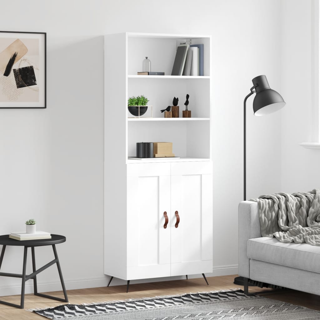 højskab 69,5x34x180 cm konstrueret træ hvid