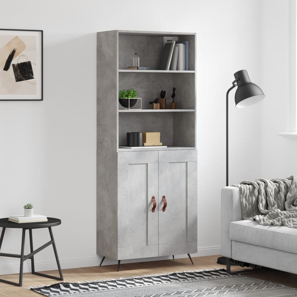 højskab 69,5x34x180 cm konstrueret træ betongrå