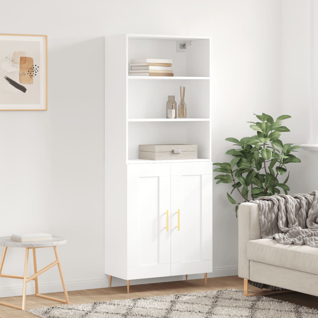 højskab 69,5x34x180 cm konstrueret træ hvid