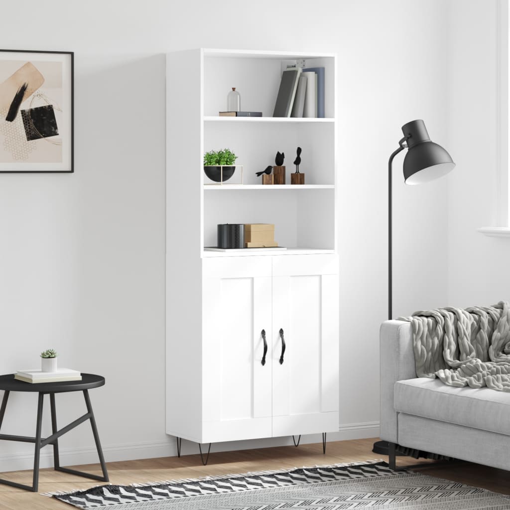 højskab 69,5x34x180 cm konstrueret træ hvid