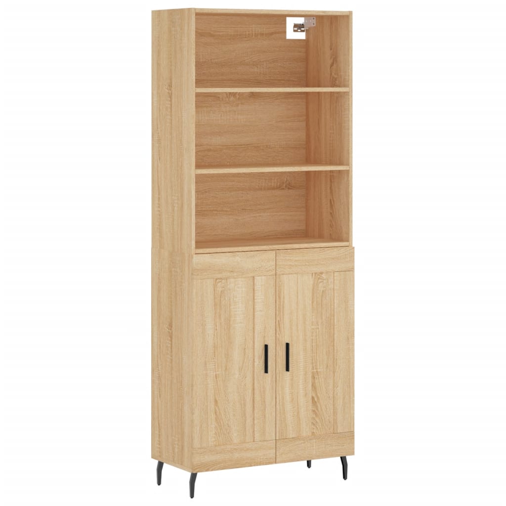 højskab 69,5x34x180 cm konstrueret træ sonoma-eg