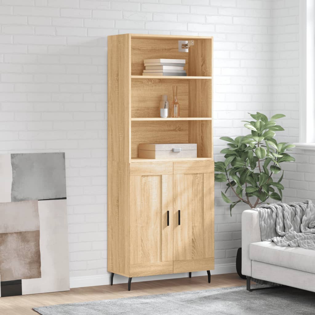 højskab 69,5x34x180 cm konstrueret træ sonoma-eg