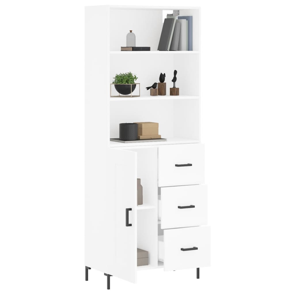 højskab 69,5x34x180 cm konstrueret træ hvid
