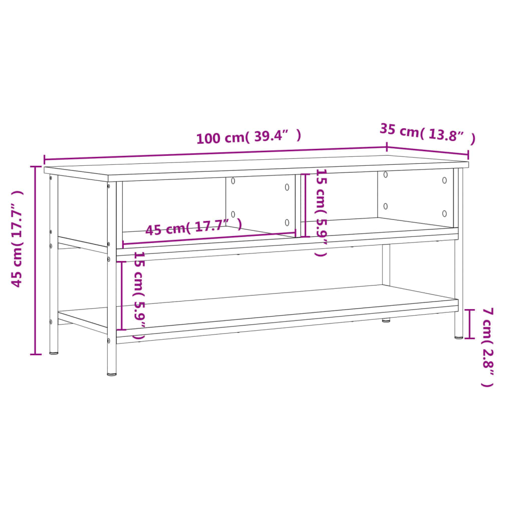 tv-bord 100x35x45 cm konstrueret træ sort