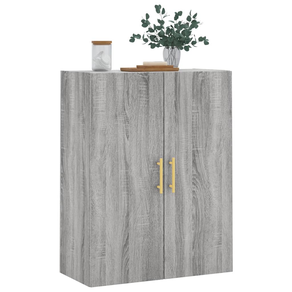 væghængt skab 69,5x34x90 cm konstrueret træ grå sonoma-eg