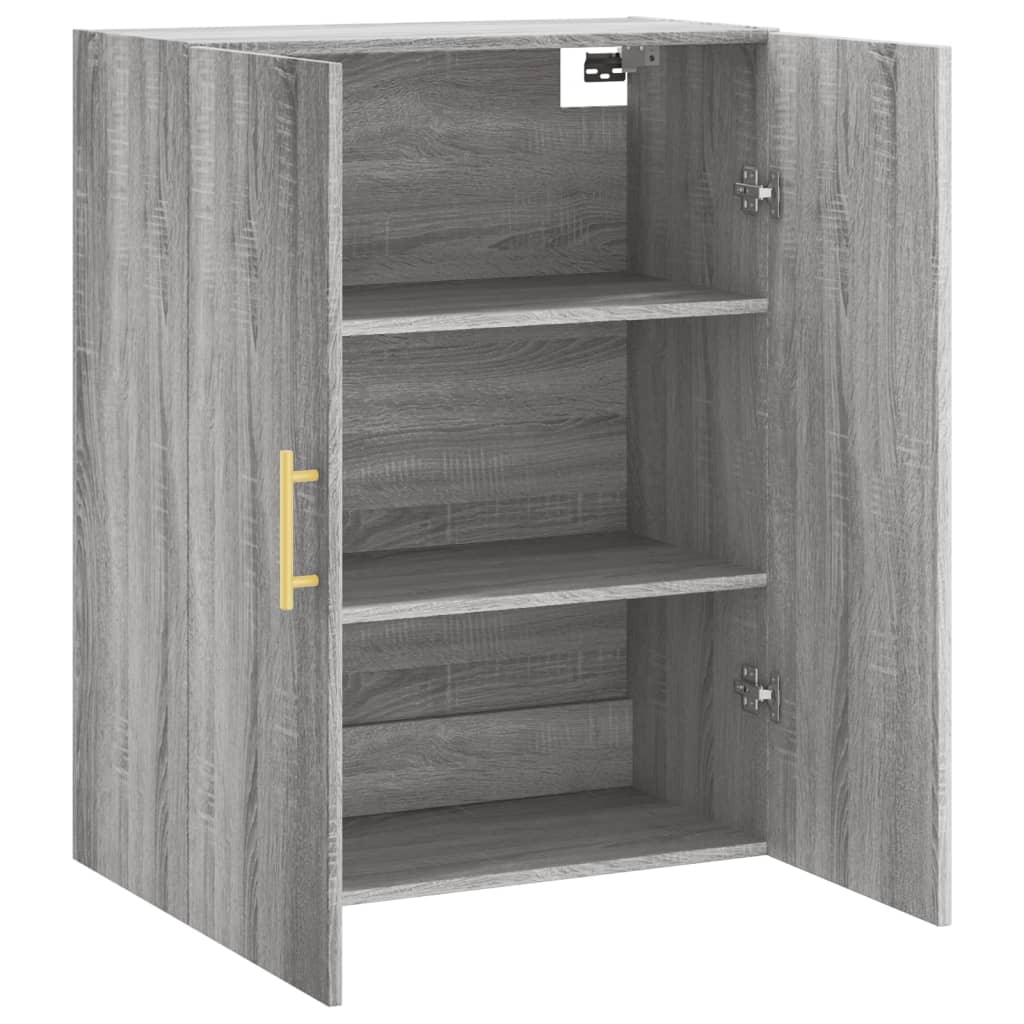 væghængt skab 69,5x34x90 cm konstrueret træ grå sonoma-eg
