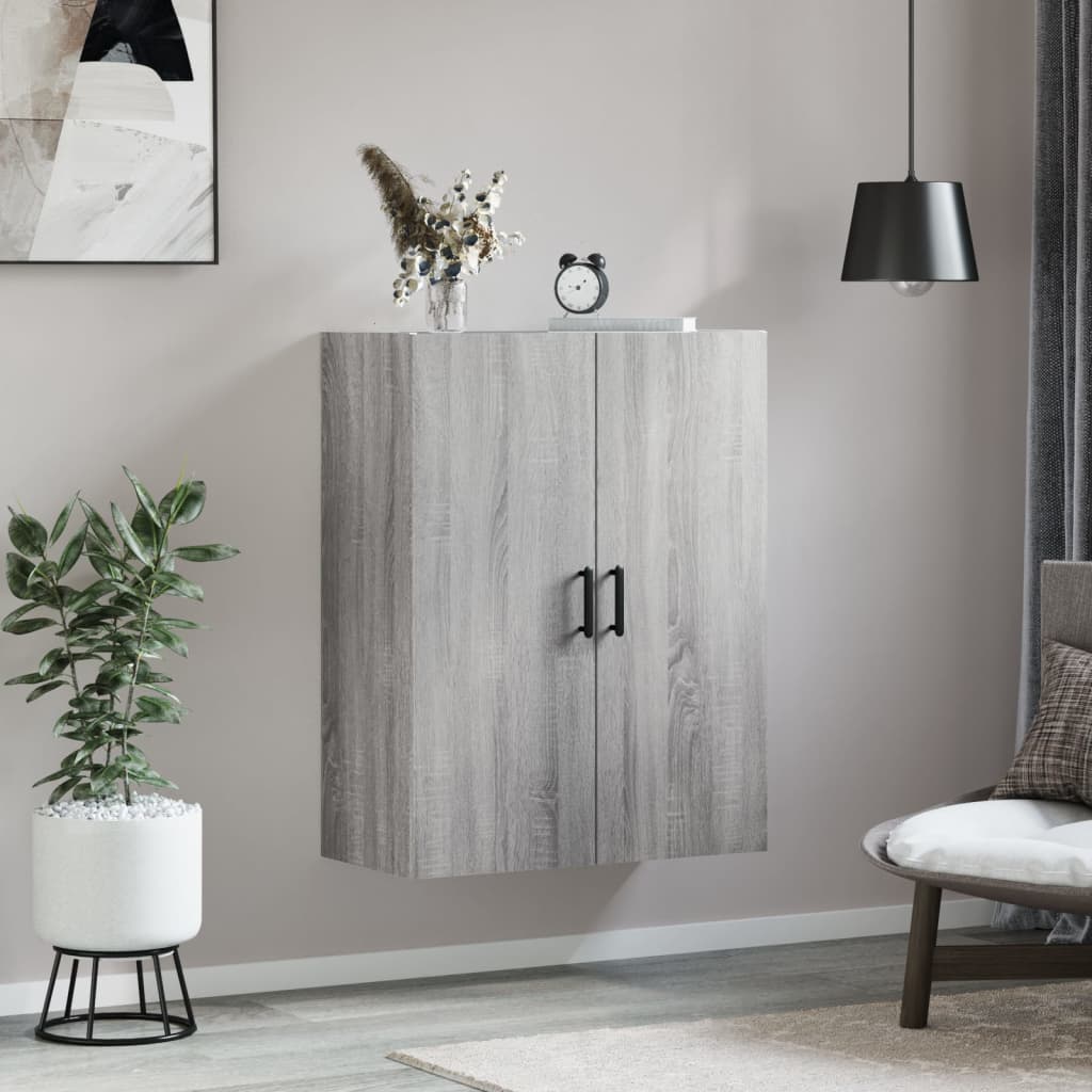 væghængt skab 69,5x34x90 cm konstrueret træ grå sonoma-eg