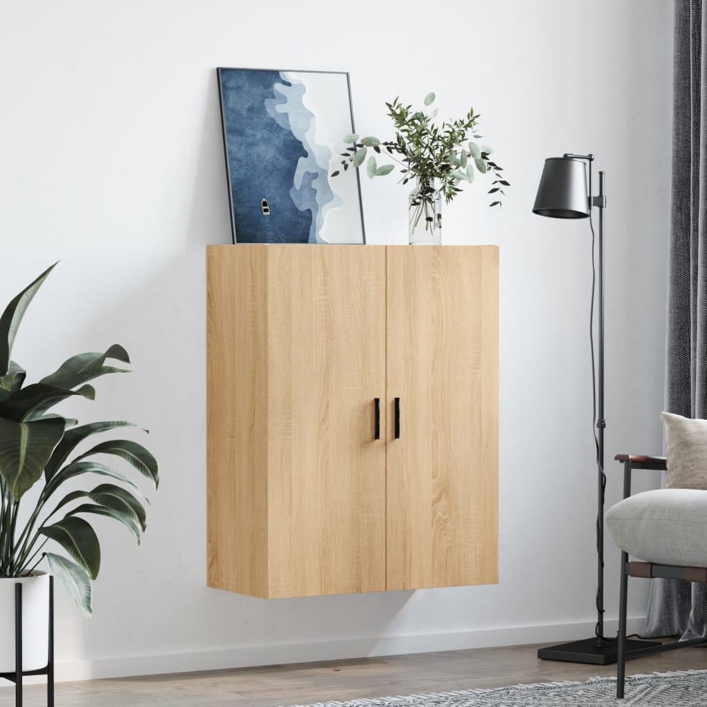 væghængt skab 69,5x34x90 cm konstrueret træ sonoma-eg