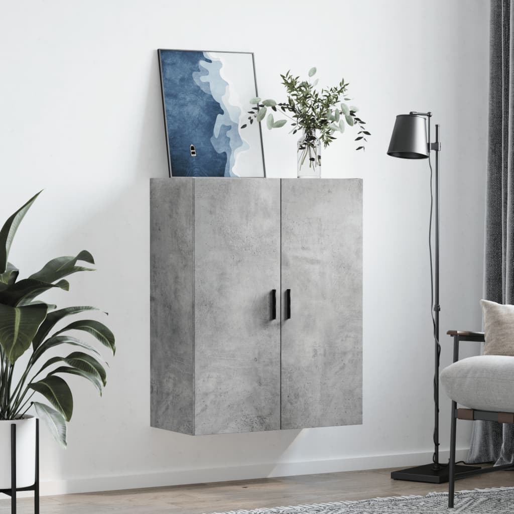 væghængt skab 69,5x34x90 cm konstrueret træ betongrå