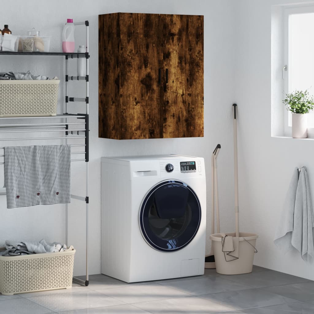 væghængt skab 69,5x34x90 cm konstrueret træ røget sonoma-eg