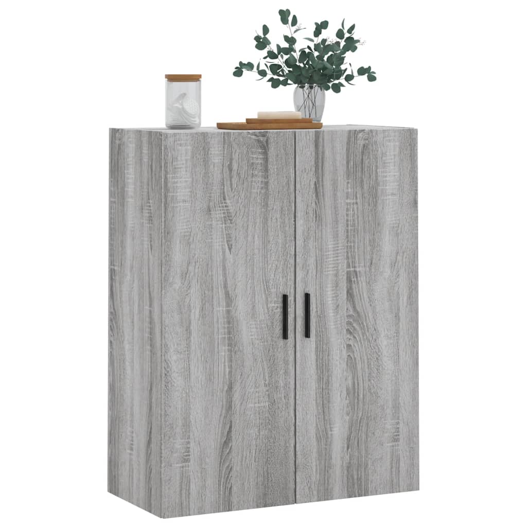væghængt skab 69,5x34x90 cm konstrueret træ grå sonoma-eg