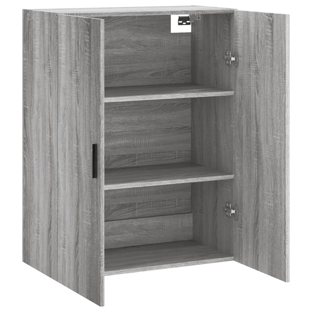væghængt skab 69,5x34x90 cm konstrueret træ grå sonoma-eg