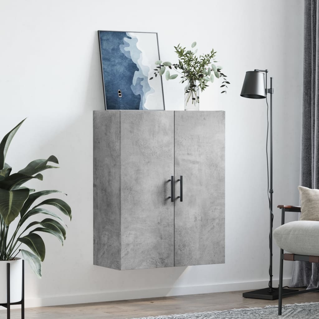 væghængt skab 69,5x34x90 cm konstrueret træ betongrå
