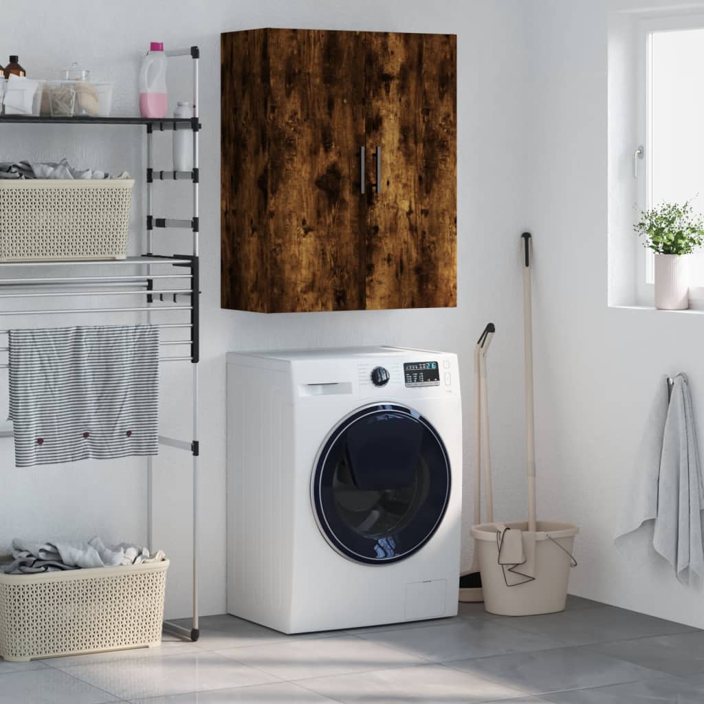 væghængt skab 69,5x34x90 cm konstrueret træ røget sonoma-eg