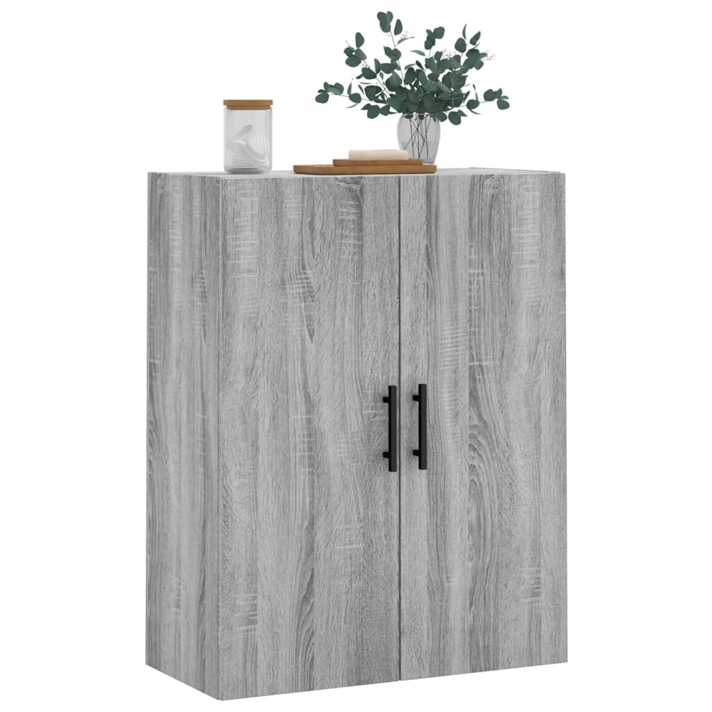 væghængt skab 69,5x34x90 cm konstrueret træ grå sonoma-eg