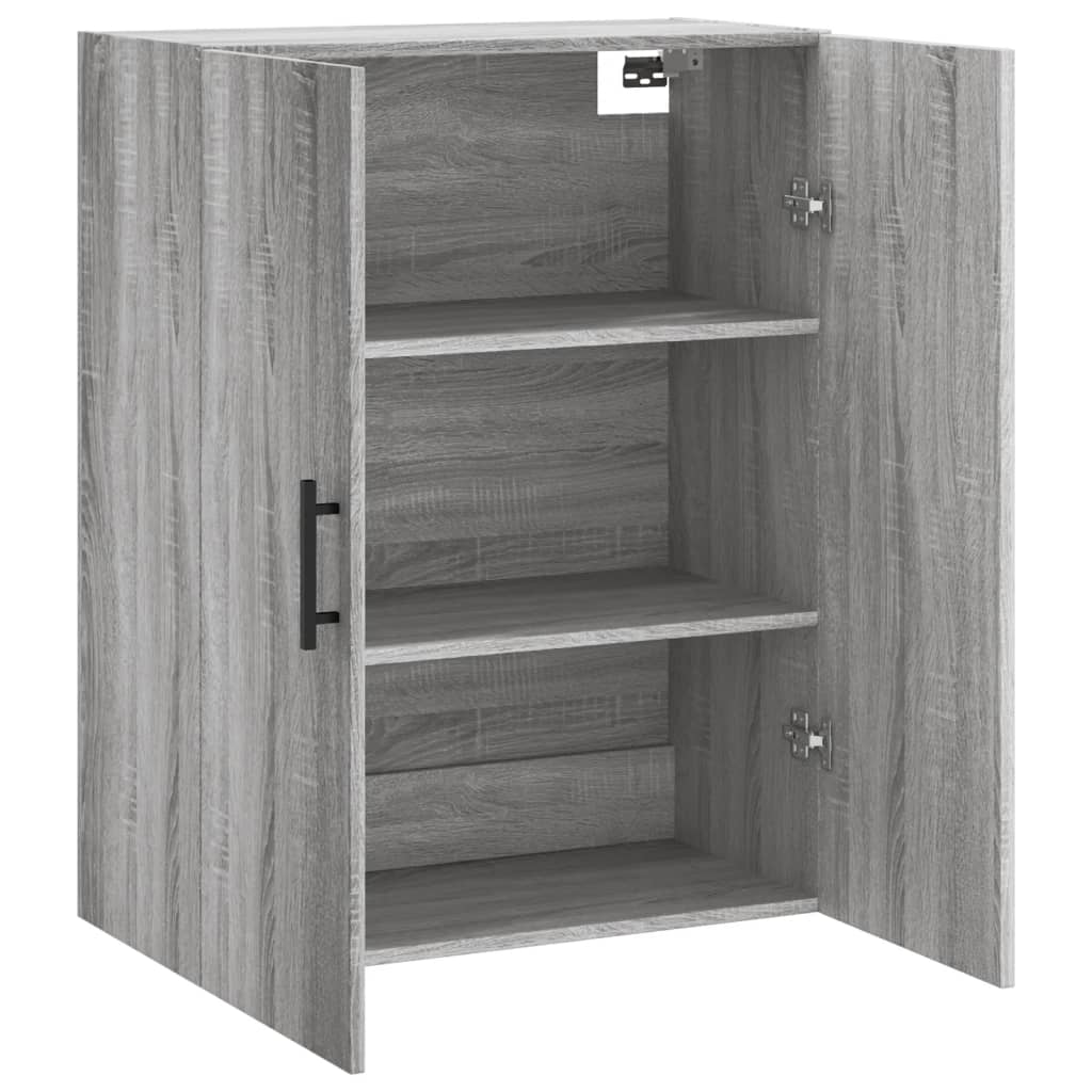 væghængt skab 69,5x34x90 cm konstrueret træ grå sonoma-eg