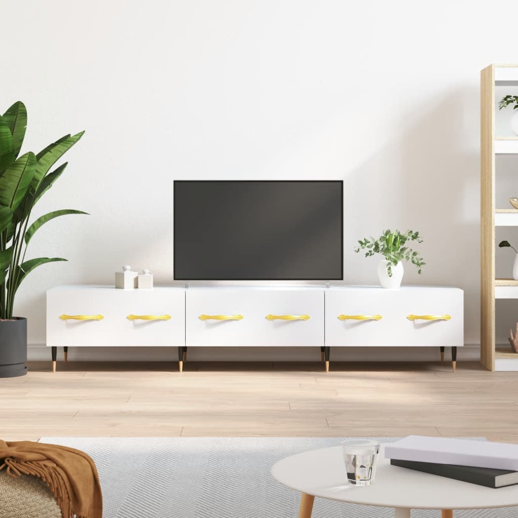 tv-bord 150x36x30 cm konstrueret træ hvid højglans