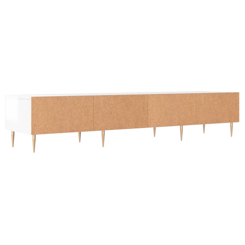 tv-bord 150x36x30 cm konstrueret træ hvid højglans
