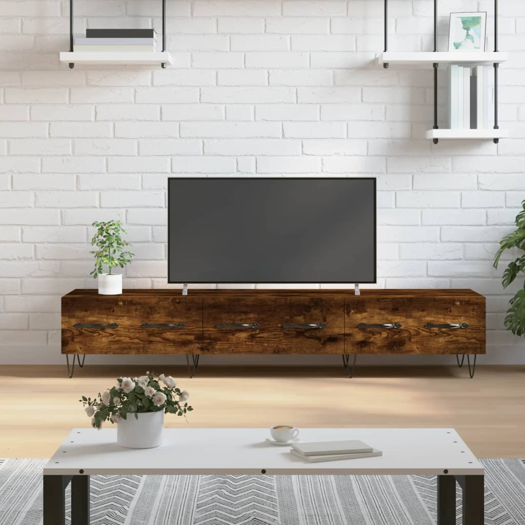 tv-bord 150x36x30 cm konstrueret træ røget egetræsfarve