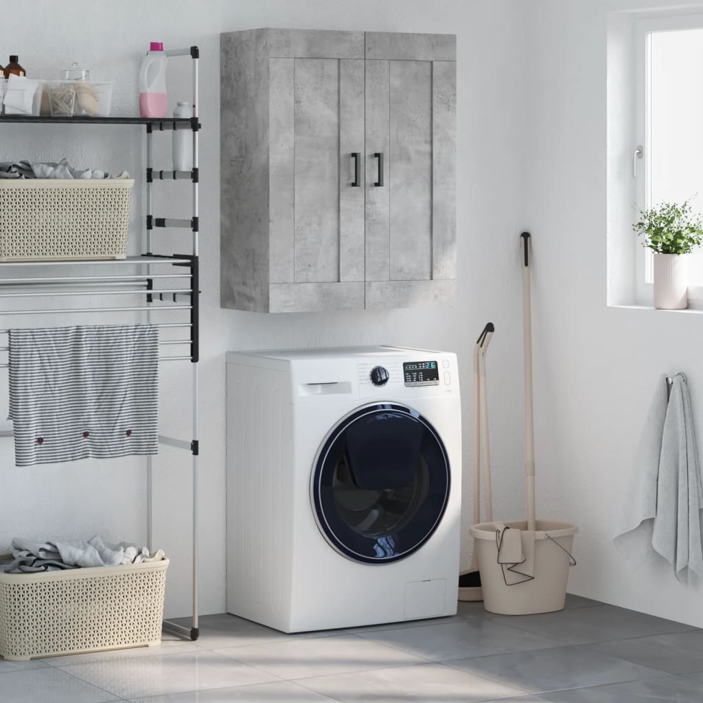 vægskab 69,5x34x90 cm konstrueret træ betongrå