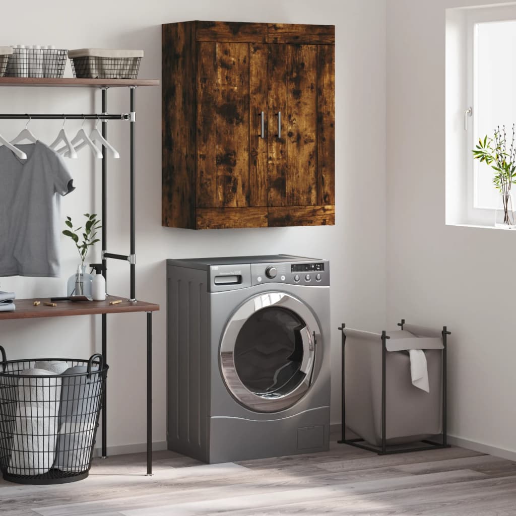 vægskab 69,5x34x90 cm konstrueret træ røget sonoma-eg