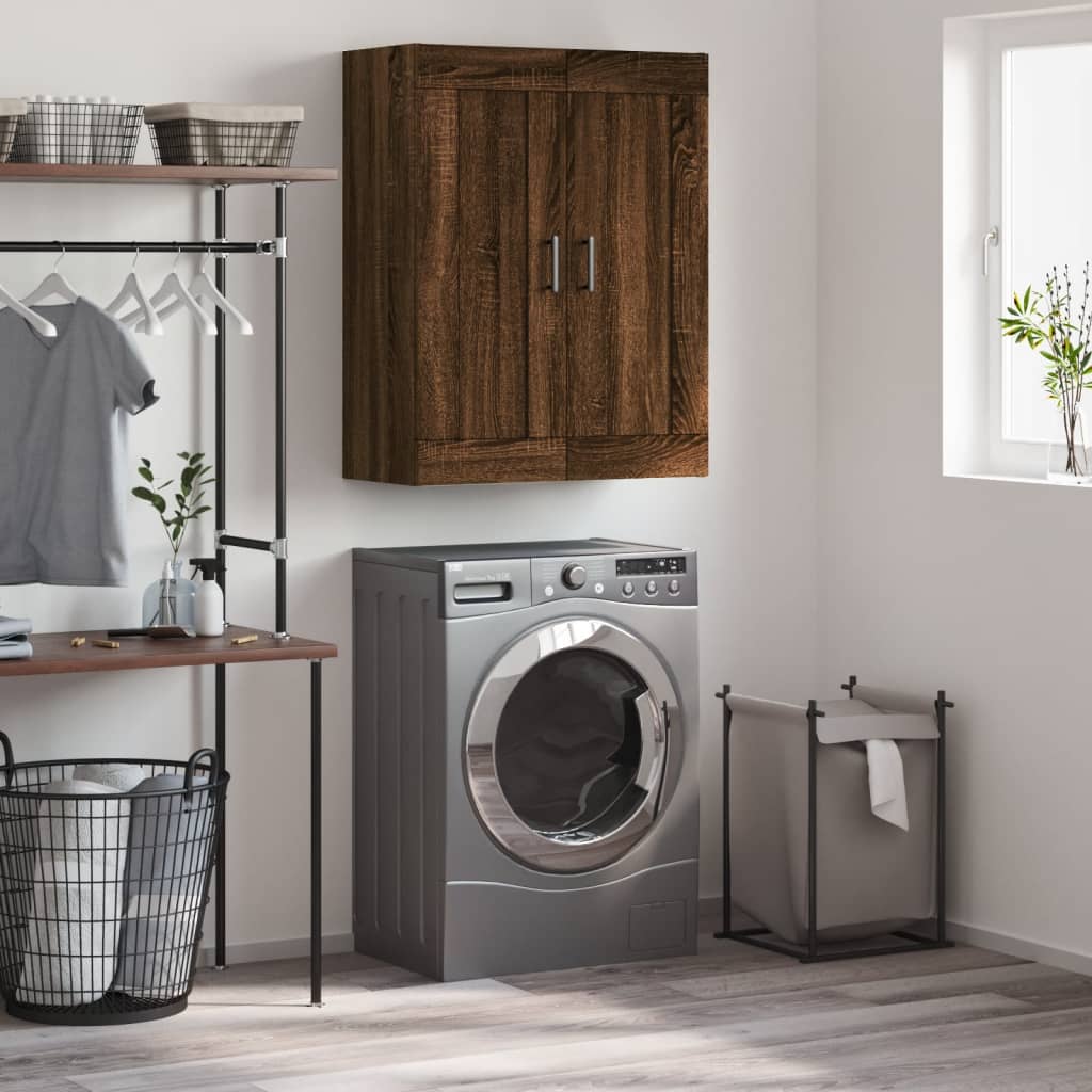 vægskab 69,5x34x90 cm konstrueret træ brun egetræsfarve