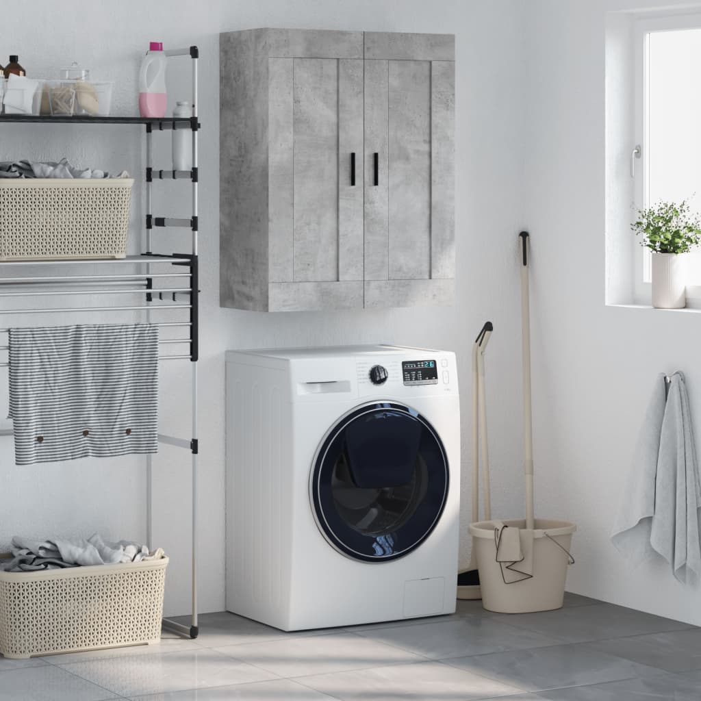 vægskab 69,5x34x90 cm konstrueret træ betongrå