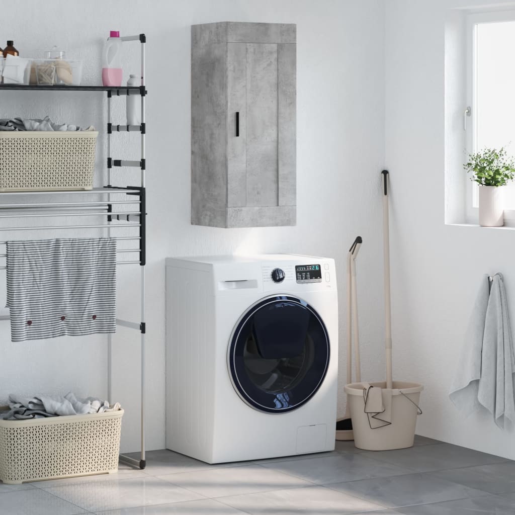 vægskab 34,5x34x90 cm konstrueret træ betongrå