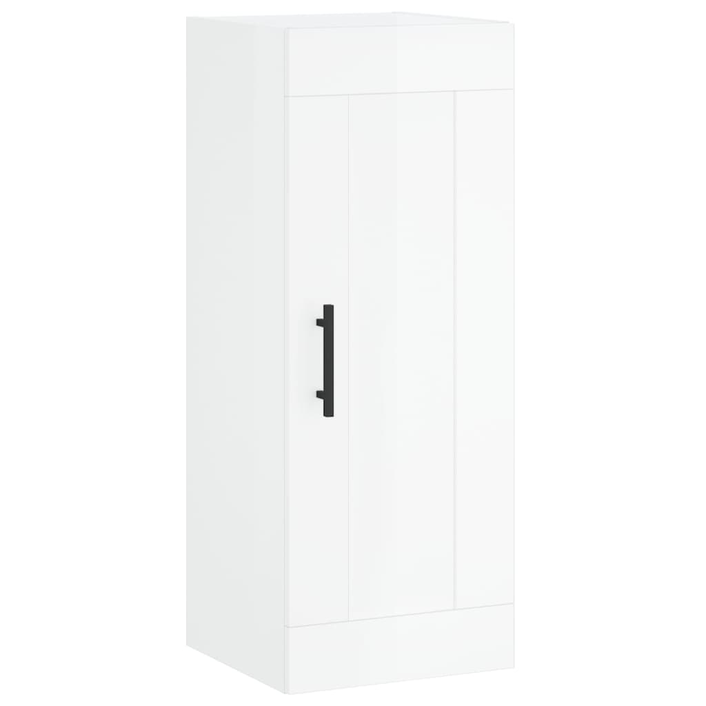 vægskab 34,5x34x90 cm konstrueret træ hvid højglans