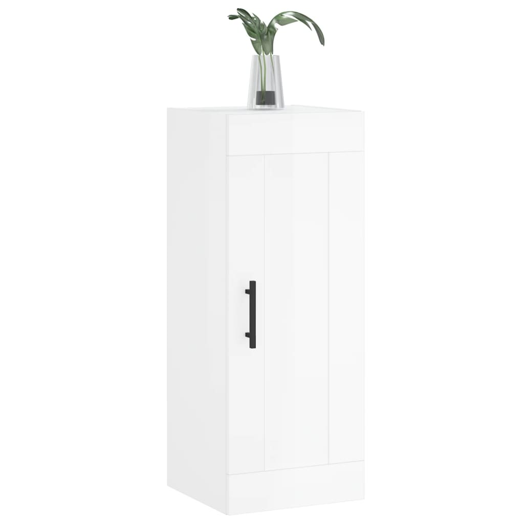 vægskab 34,5x34x90 cm konstrueret træ hvid højglans