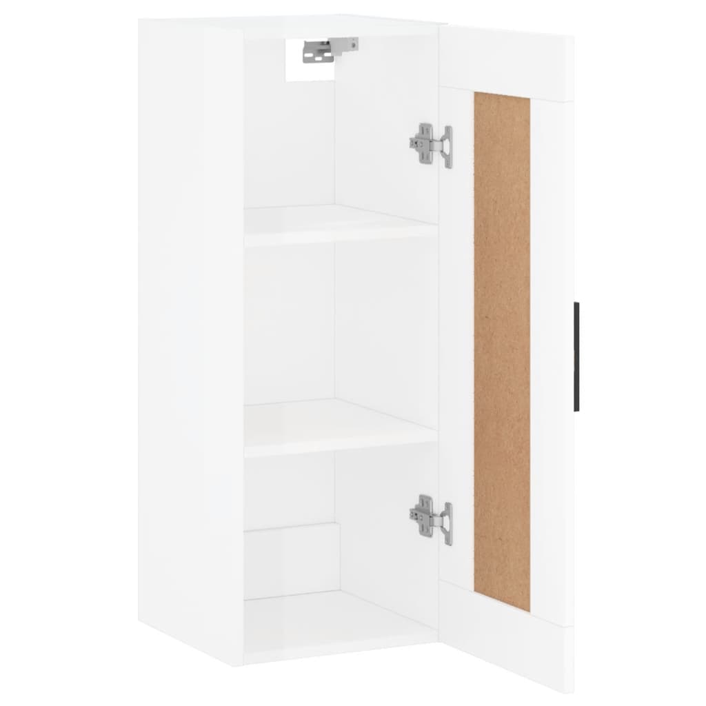 vægskab 34,5x34x90 cm konstrueret træ hvid højglans
