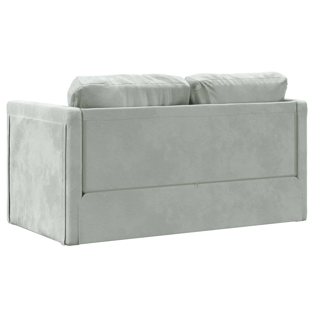 2-i-1 sovesofa 122x204x55 cm velour lysegrå