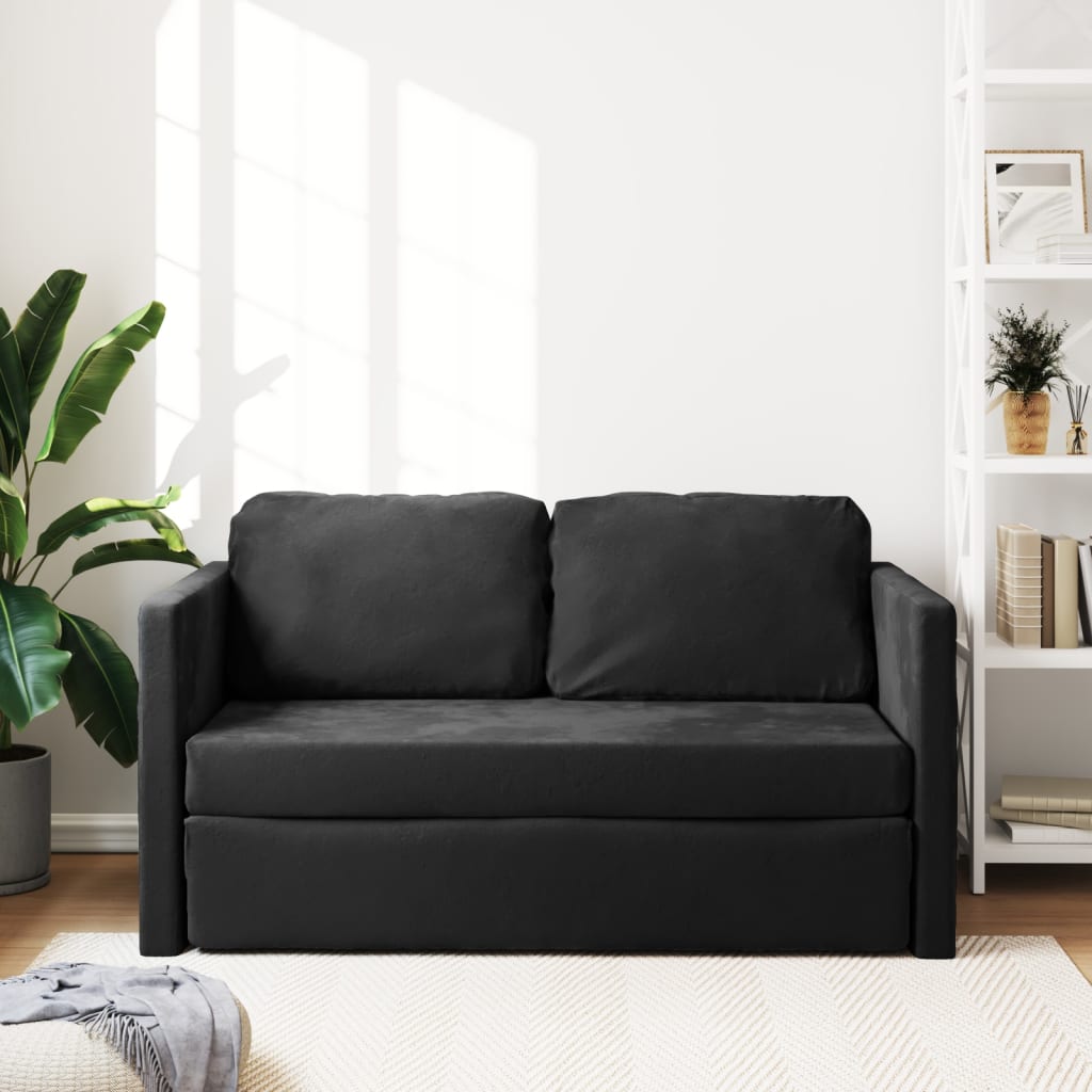 2-i-1 sovesofa 122x204x55 cm velour sort