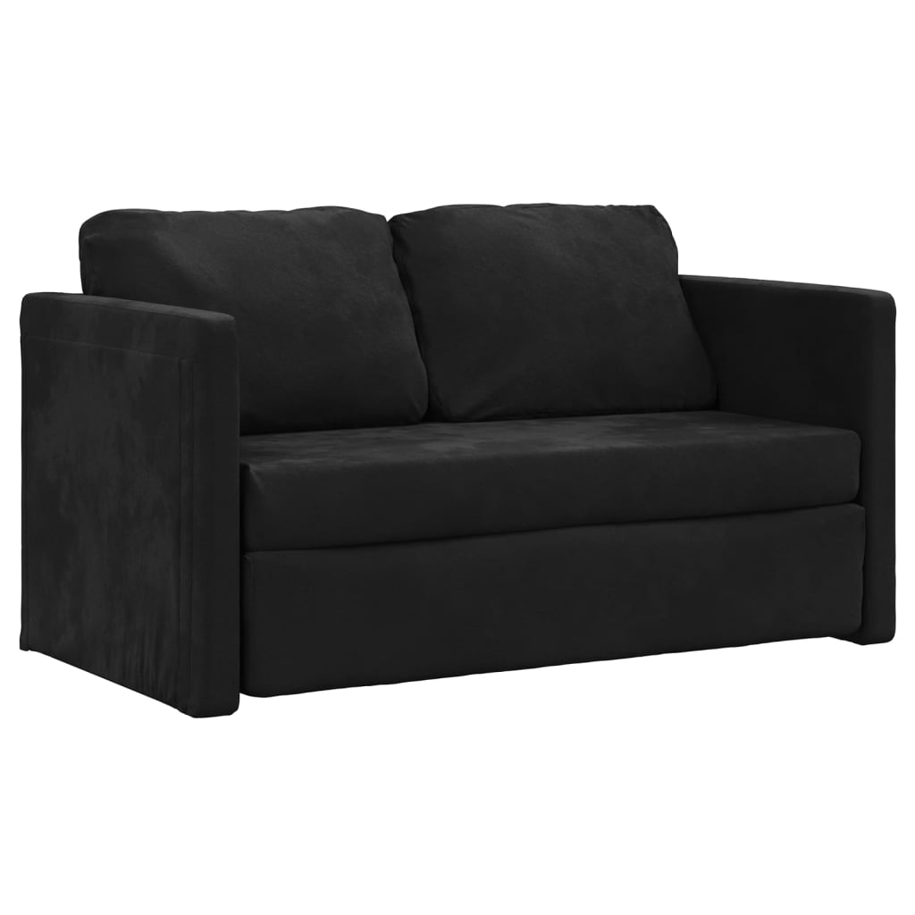 2-i-1 sovesofa 122x204x55 cm velour sort