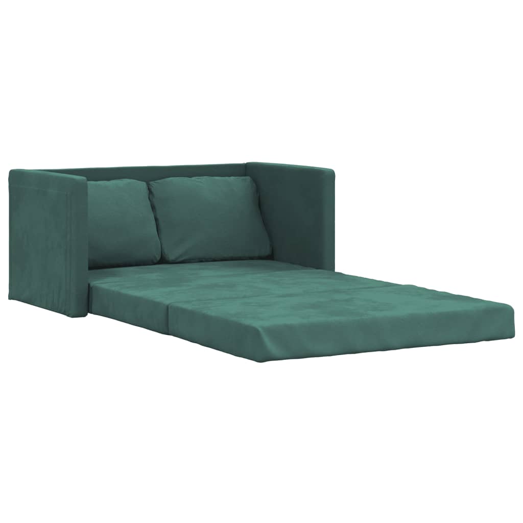 2-i-1 sovesofa 122x204x55 cm velour mørkegrøn